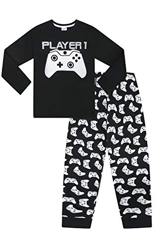 Player 1 Gaming-Controller, langer Schlafanzug Gr. 134, Schwarz von ThePyjamaFactory