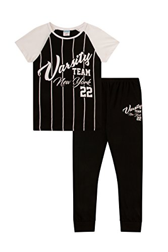 Teenage Mädchen Schlafanzug American College New York Varsity Team Pjs 9 bis 16 Jahre, Schwarz , 9-10 Jahre von ThePyjamaFactory