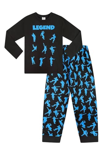 ThePyjamaFactory Jungen Emote Legend Dance Black Blue Langer Gaming Baumwolle Schlafanzug (13-14 Jahre) von ThePyjamaFactory