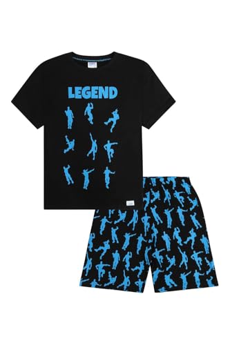 ThePyjamaFactory Jungen Emote Legend Dance Gaming Black Blue Kurzer Baumwolle Gaming Schlafanzug (13-14 Jahre) von ThePyjamaFactory