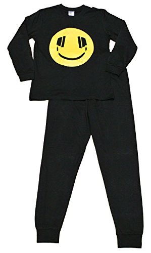 ThePyjamaFactory Cooler Jungen Happy Face Kopfhörer Schlafanzug 11 bis 16 Jahre Schwarz Pj PJs, Schwarz , 146 von ThePyjamaFactory