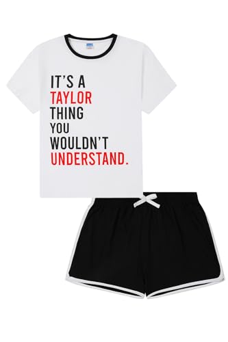 ThePyjamaFactory Damen-Schlafanzug-Set mit Aufschrift "It's a Taylor Thing, You Wouldn't Understand", Schwarz / Weiß, weiß, 16-18 von ThePyjamaFactory