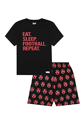 ThePyjamaFactory Jungen Eat Sleep Football Repeat Rot Kurzer Baumwolle Schlafanzug (9-10 Jahre) von ThePyjamaFactory