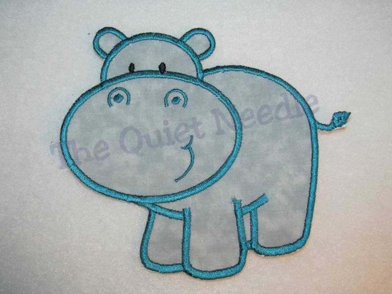 Besticktes Nilpferd Applikation Patch Safari Dschungel Tier Zoo Zirkus von TheQuietNeedle