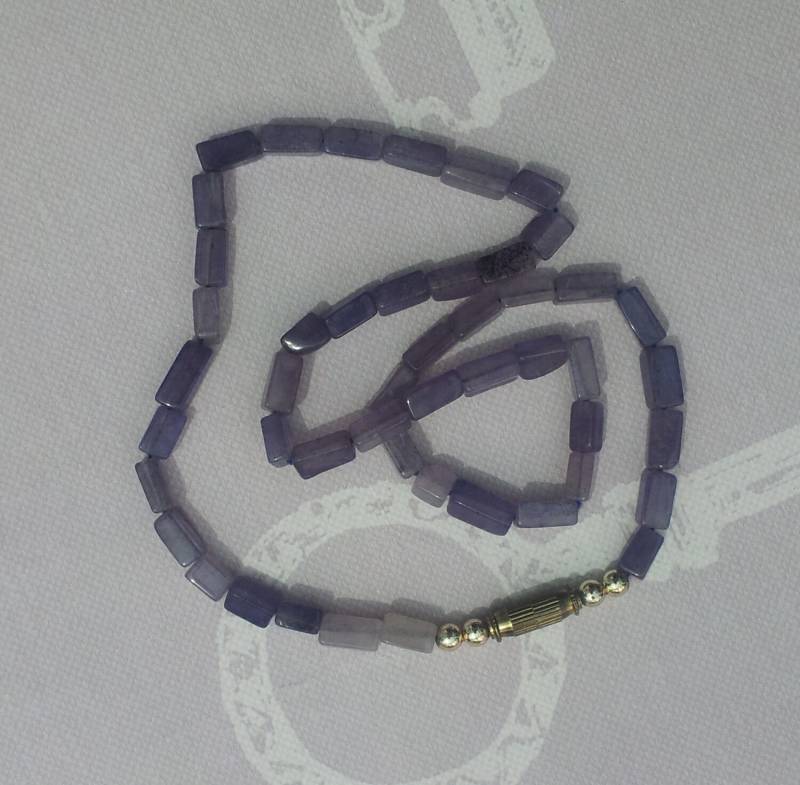 Vintage Polierte Echte Amethyst Perlen Blau Lila Halskette von TheRainbowChameleon