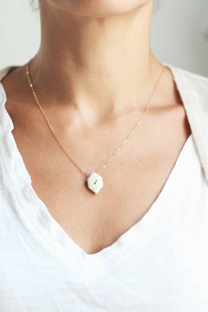 Sechseck Solar Quarz Halskette | Schmuck 14 K Gold Fill Sterling Silber Edelstein Stein von TheRareBirdCo