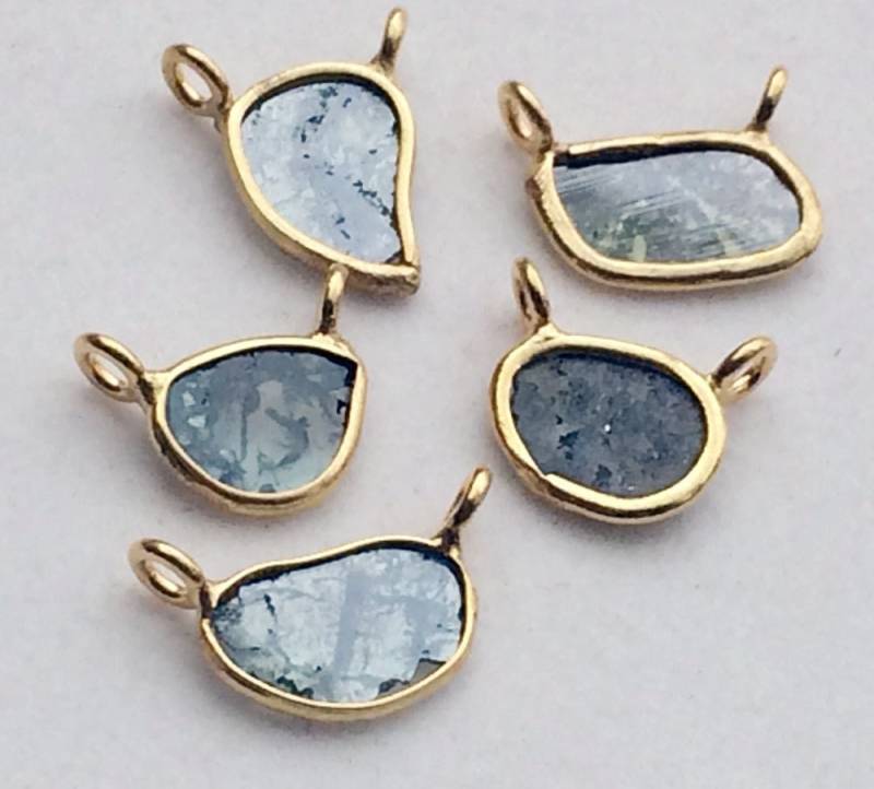 6-7 Mm Blaue Scheibe Rohdiamant Stecker, Diamant 925Er Silber Gold Poliert Stecker Für Schmuck | 1Pc Bis 5Pc von TheRawDiamonds