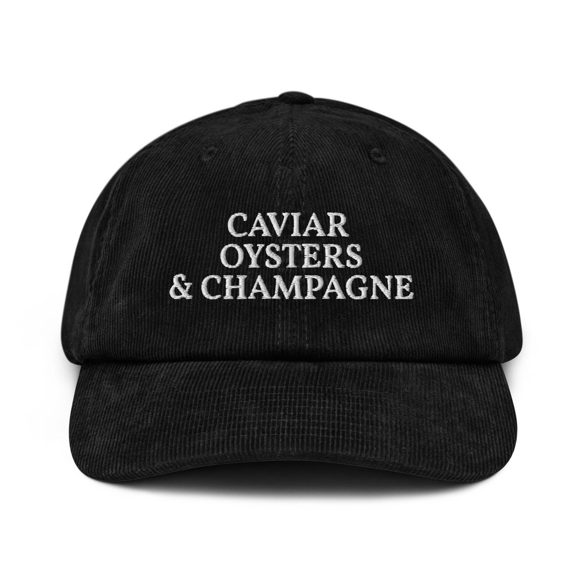 Kaviar, Austern & Champagner - Bestickte Cordmütze von TheRefinedSpirit