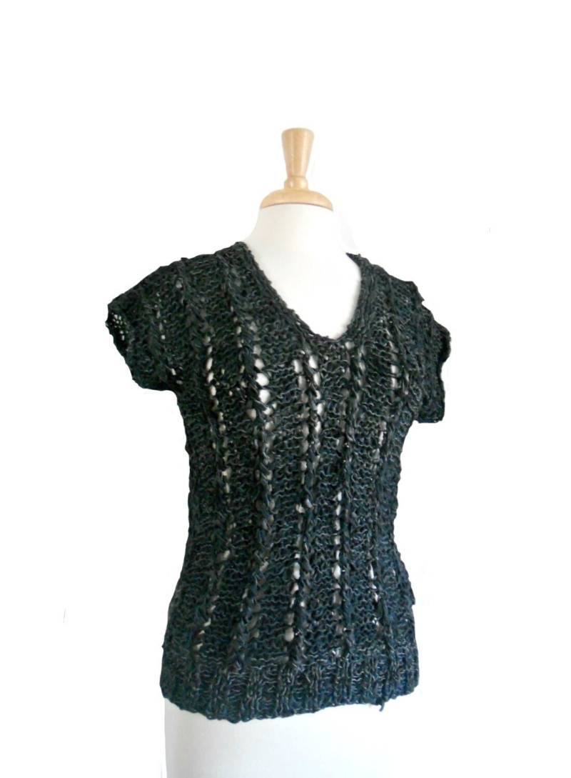 Vintage Webleder Hemd Mit Passendem Schal - Navy Made in Turkey von TheRetroWardrobe