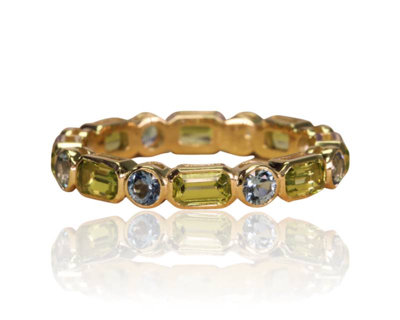 Edelsteine Band Grüner Peridot Und Blauer Aquamarin Eternity/Smaragd Schnitt Kanal Einstellung Dickes 14K Gold Stapeln Edelstein Ring Edelsteine Band Grüner Peridot Und Blauer Aquamarin Eternity/Smaragd Schnitt Kanal Einstellung Dickes 14K Gold Stapeln Edelstein Ring von TheRingStudio