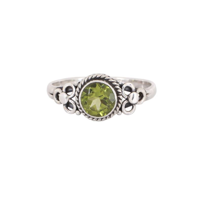 Hand Geschnitzter Schaft/Silberring Mit Edelsteinen Rund Facettiert Citrin Amethyst Peridot Großer Steinring 6 Mm von TheRingStudio