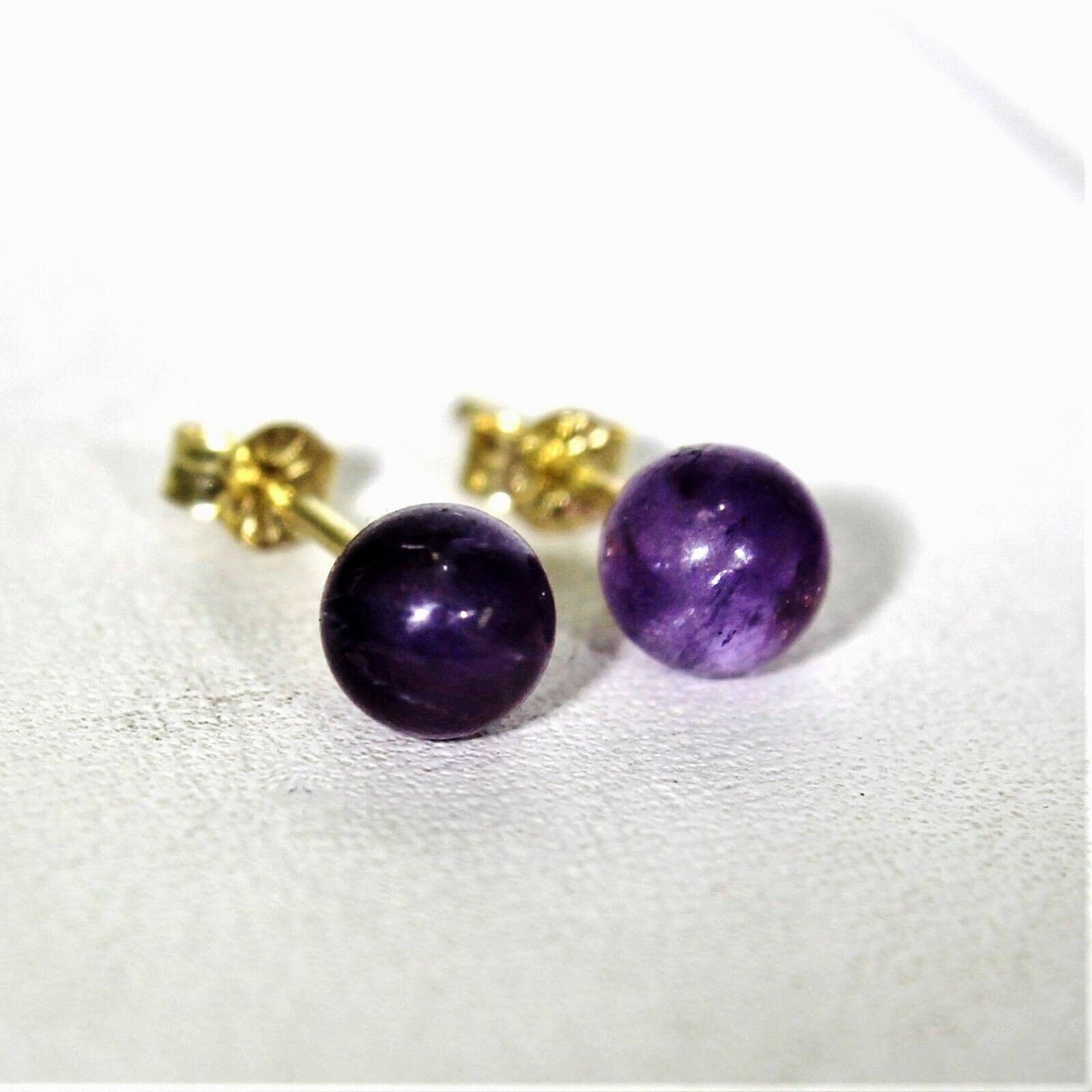 9Ct 9K Gold Amethyst Kugel Ohrstecker von TheRobinsRest