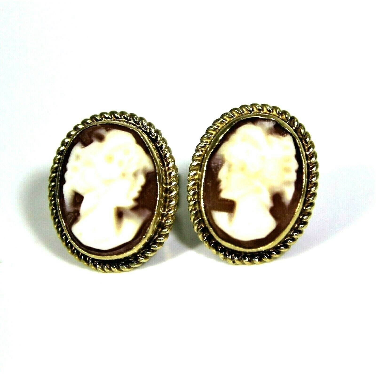 Vintage 9Ct 9K Gold Cameo Ohrstecker von TheRobinsRest