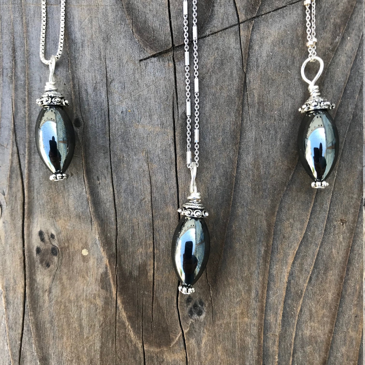 Hämatit/Halskette Anhänger Boho Chakra Schmuck Sterling Silber Hämatit/Halskette Anhänger Boho Chakra Schmuck Sterling Silber von TheRockStarGirl