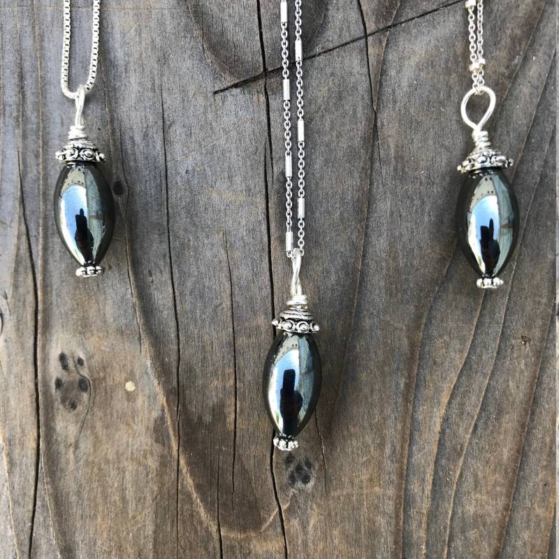 Hämatit/Halskette Anhänger Boho Chakra Schmuck Sterling Silber Hämatit/Halskette Anhänger Boho Chakra Schmuck Sterling Silber von TheRockStarGirl