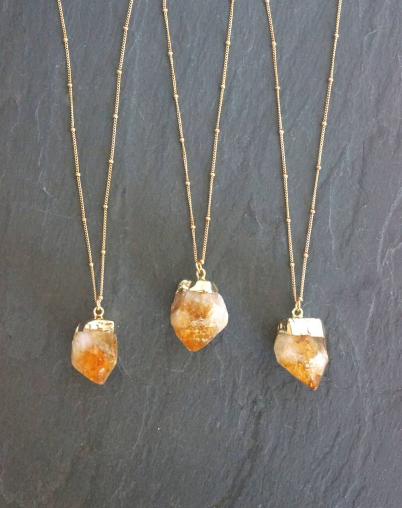 Citrin Halskette, Roh Gold Kristall Schmuck von TheRockStarGoddess