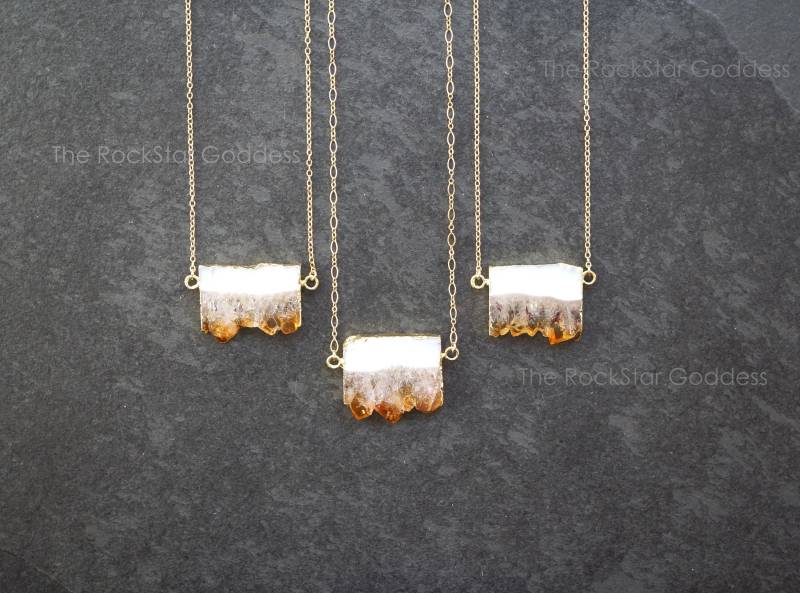 Citrin Halskette, Roh Gold Kristall Schmuck von TheRockStarGoddess