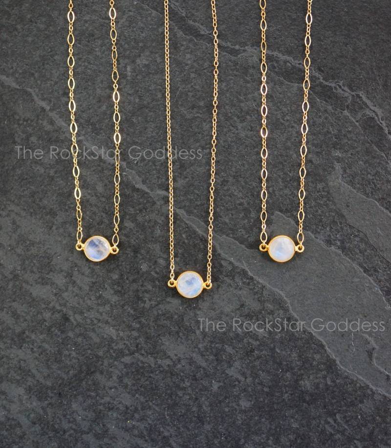 Mondstein Halskette, Gold Mondstein, Schmuck, Regenbogen Juni Birthstone von TheRockStarGoddess