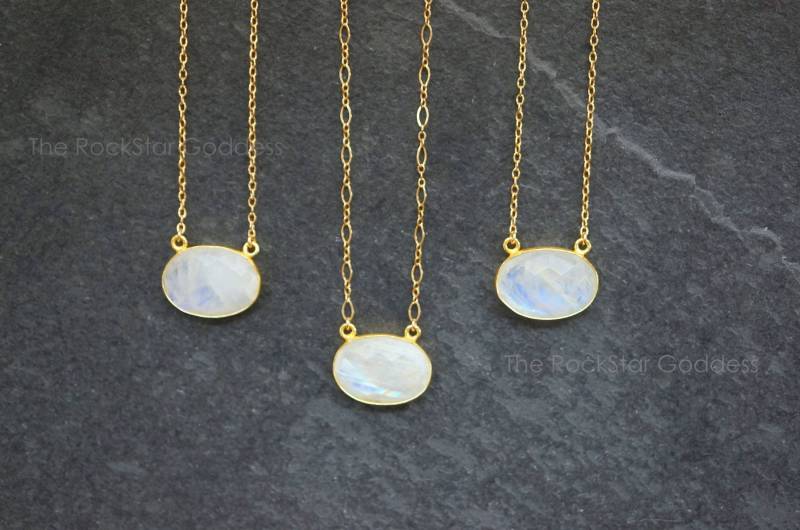 Mondstein Halskette, Gold Mondstein, Schmuck, Regenbogen Juni Birthstone von TheRockStarGoddess