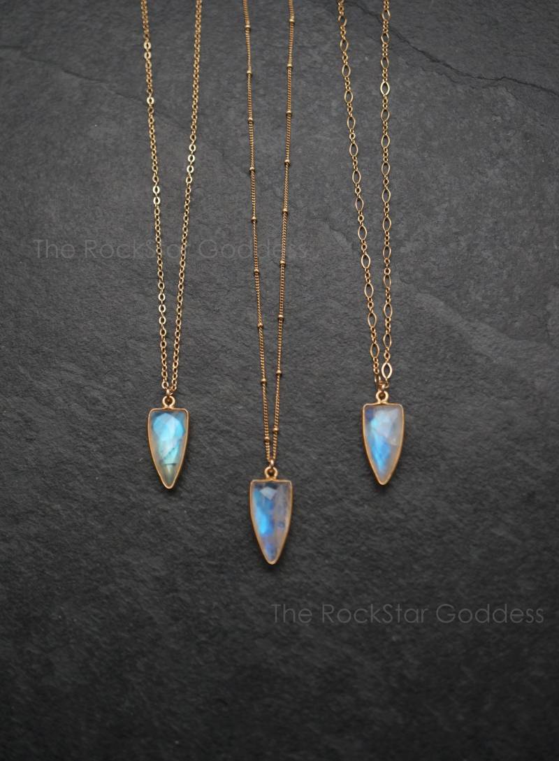 Mondstein Halskette, Gold Mondstein, Schmuck, Regenbogen Juni Birthstone von TheRockStarGoddess