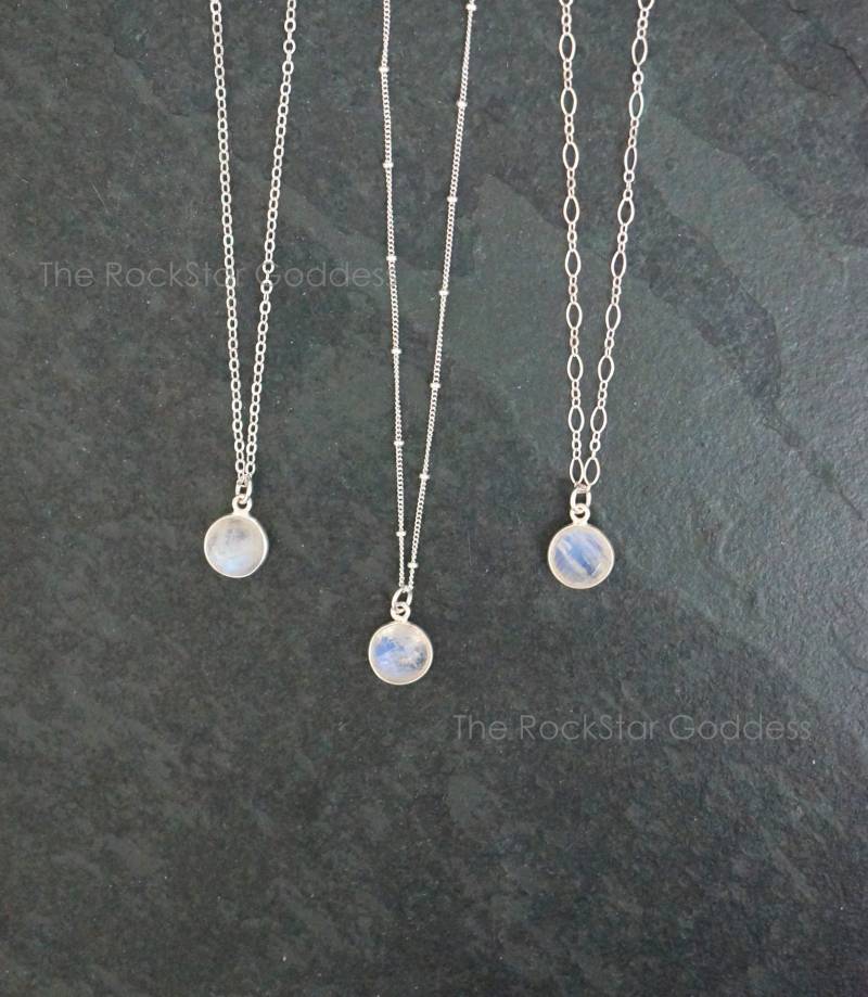 Mondstein Halskette, Silber Mondstein, Schmuck, Regenbogen Juni Birthstone von TheRockStarGoddess