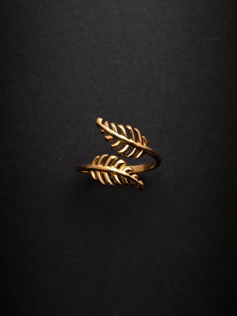 Gold Farn Ring Zierlicher Verstellbarer Süßer Schmuck Geschenk Für Sie Naturschmuck 18K Vergoldet 18K Stapelringe Frauen von RomanticizedSocietyy