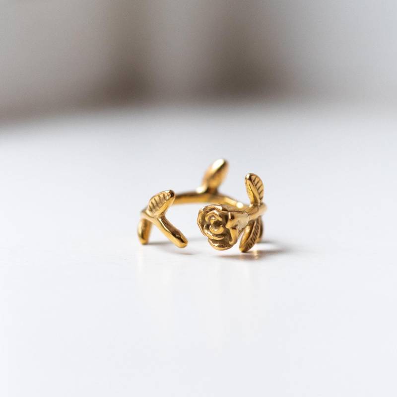 Gold Rosenring Verstellbare Blumenringe Zierlicher Schmuck Geschenk Für Sie Süßer Statement Ring 18K Vergoldet Stapelringe Frauen von RomanticizedSocietyy