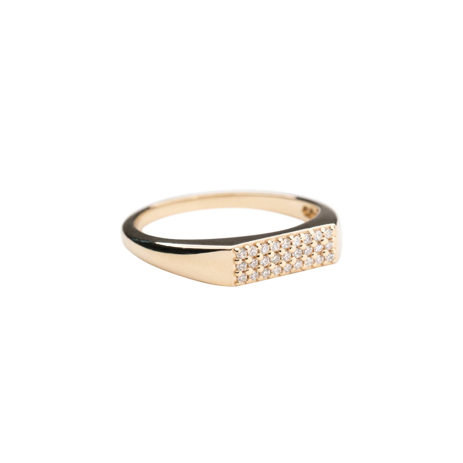 14K Pave Siegelring, Solid Gold, Diamant Ring, Handgemachter Urlaub, Geschenk Für Sie, Einzigartiges Geschenk, Stacker, Siegelring von TheRoseGypsy