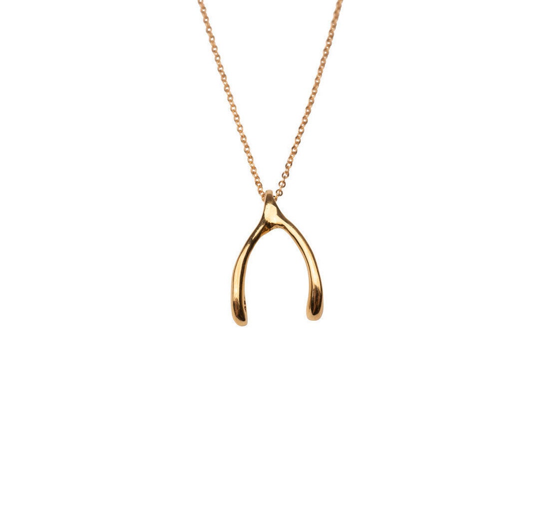 14K Gold Filled Wishbone Halskette Schlichte Halskette von TheRoseGypsy