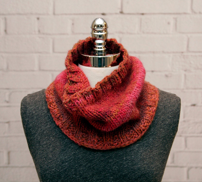 Helles Magenta/Senf/Deep Orange Braun Wolle Gestrickt Kutte Umfang 26" Breite 9" von TheSageandPetal