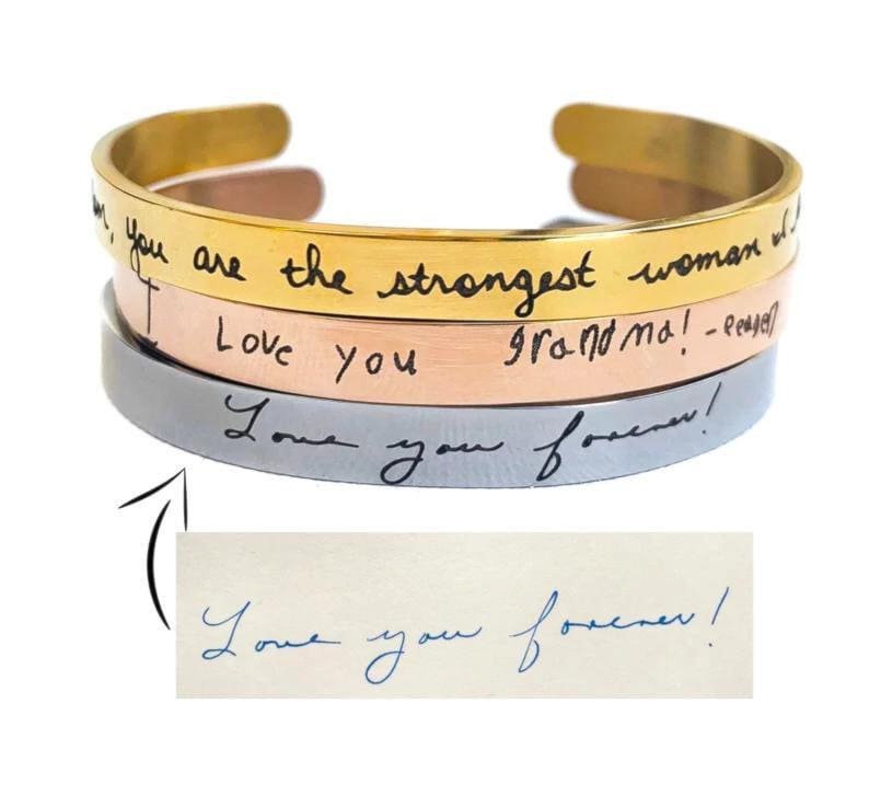 Ihre Eigene Handschrift Manschette Armband, Schmuck, Personalisiert, Erinnerung An Einen Geliebten Menschen von TheSaltyHut