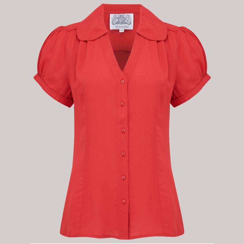 Bluse Judy in Lippenstift-Rot | Vintage 1940Er Jahre Stil Damen Die Näherin Von Bloomsbury von TheSeamstressOfB
