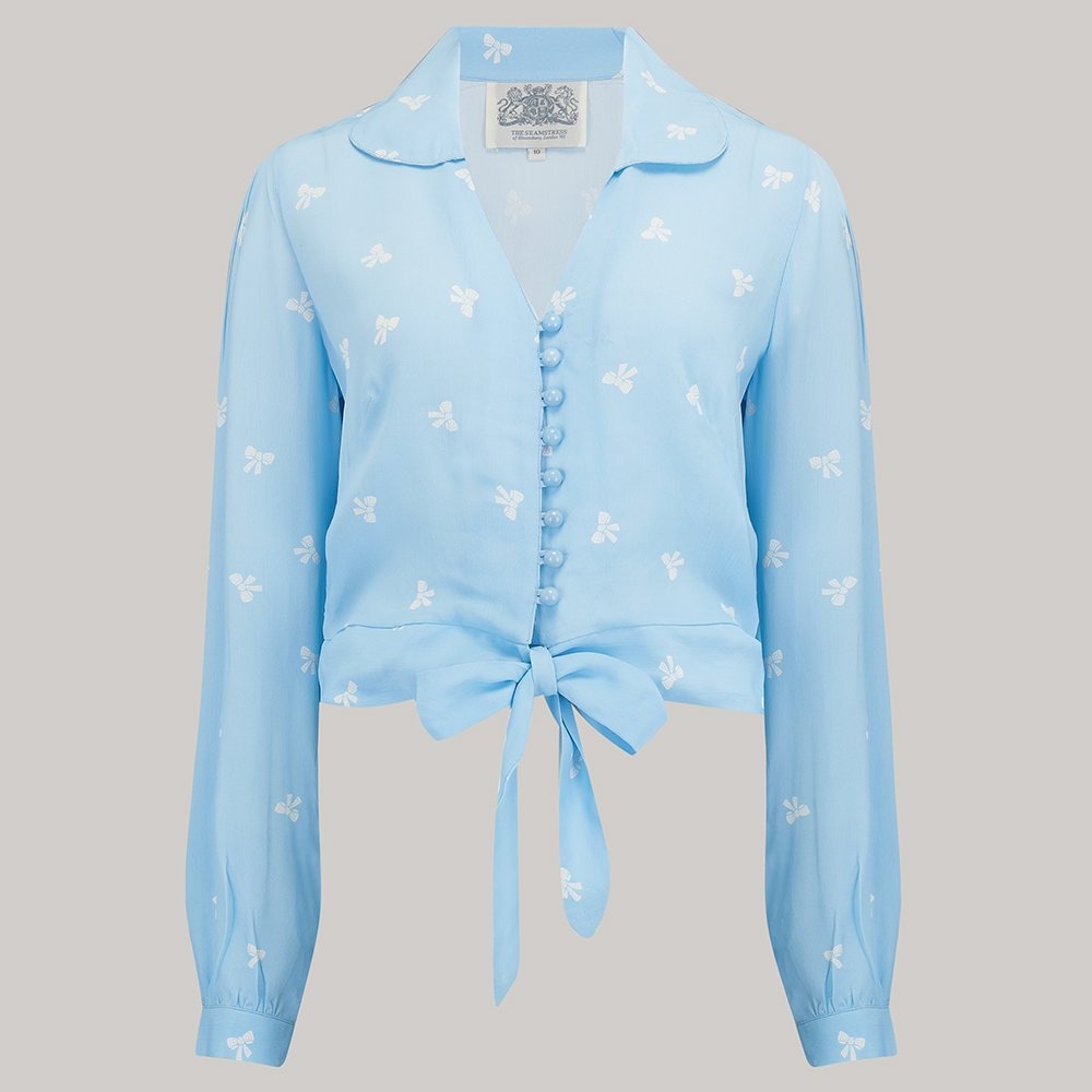 Clarice Bluse in Himmelblau Schleife | Vintage 1940Er Jahre Stil Damen Die Näherin Von Bloomsbury von TheSeamstressOfB