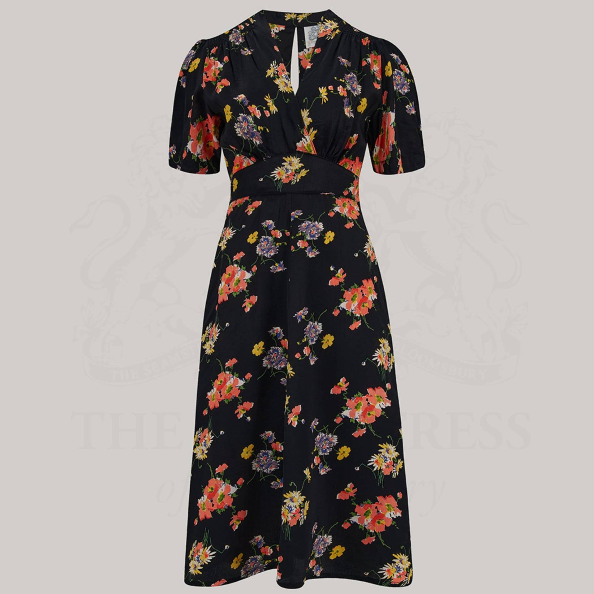 Kleid Dolores in Schwarz Mayflower | Vintage 1940Er Jahre Frauen Stil Die Näherin Von Bloomsbury von TheSeamstressOfB