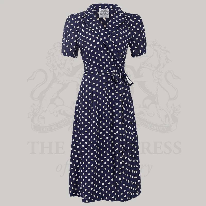 Peggy Wickelkleid in Navy Polka Dot | Vintage 1940S Style Damen Kleid Die Näherin Von Bloomsbury von TheSeamstressOfB