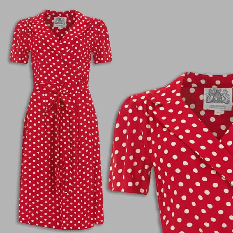 Peggy Wickelkleid in Rot Gepunktet | Vintage 1940S Style Damen Kleid Die Näherin Von Bloomsbury von TheSeamstressOfB