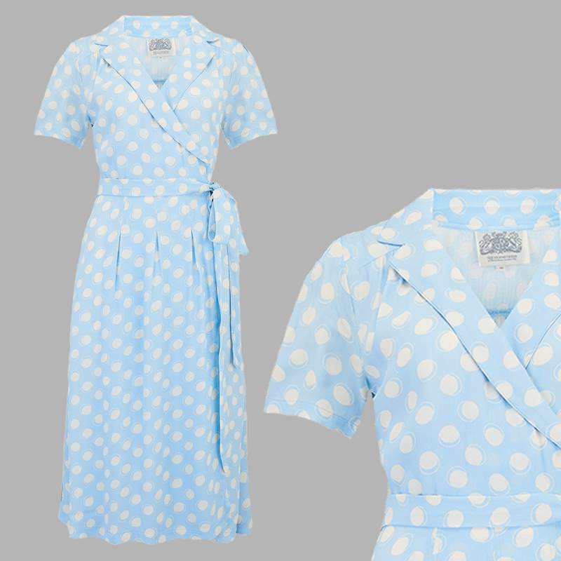 Peggy Wickelkleid in Sky Blue Moonshine | Vintage 1940Er Jahre Frauen Stil Die Näherin Von Bloomsbury von TheSeamstressOfB