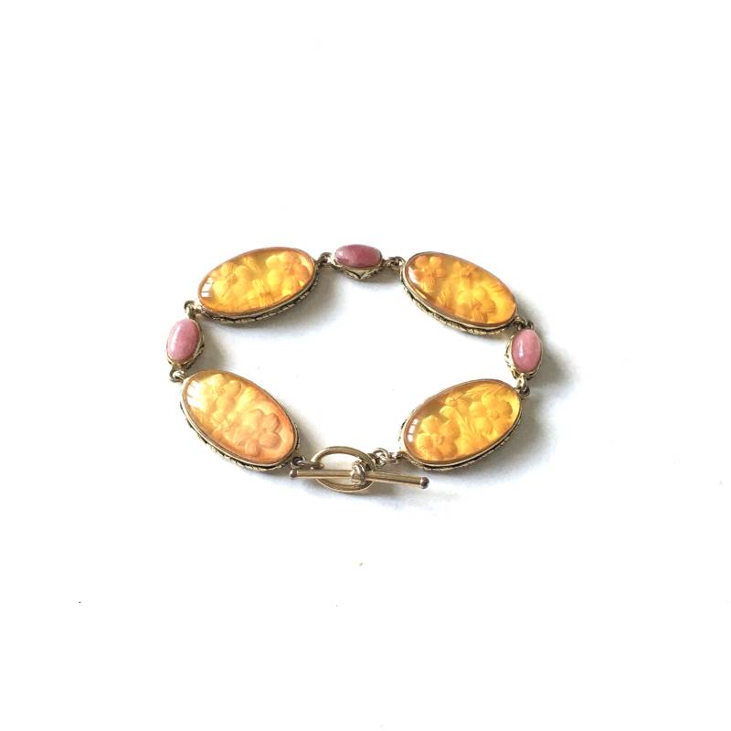 Vintage Retro 80Er Gold Ton Floral Detail Monet Armband von TheSellersLoft