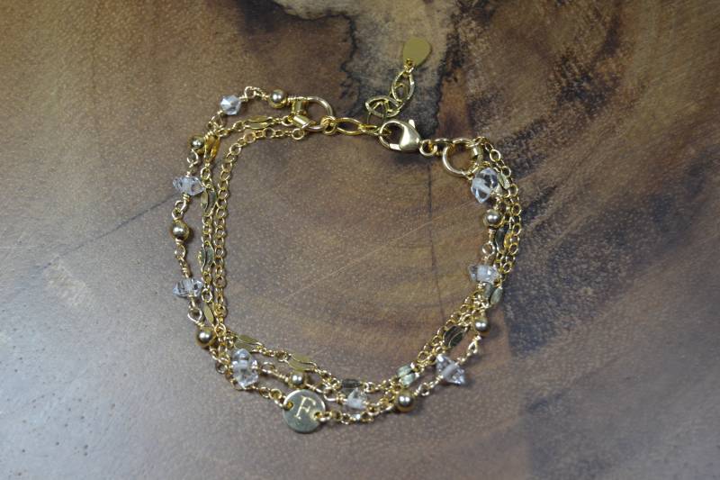 Herkimer Diamant Multi-Strand Armband // Geburtsstein April Gold Fill, Sterling Silber 10-Jähriges Jubiläum Muttertag Schmuck von TheSemiPreciousStone