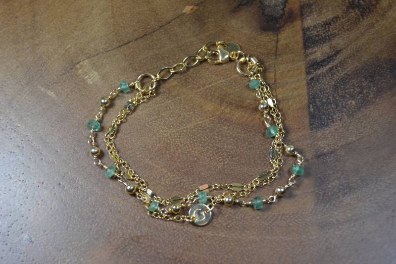 Smaragd Multi-Strand Armband Aus Sterling Silber, 14K Gold Fill // Mai Geburtsstein 20., 35. Jahrestag von TheSemiPreciousStone