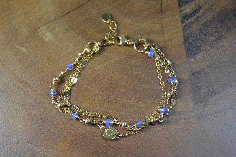 Tansanit Multi-Strand Armband // Dezember Geburtsstein Gold Fill, Sterling Silber Zum 24 von TheSemiPreciousStone