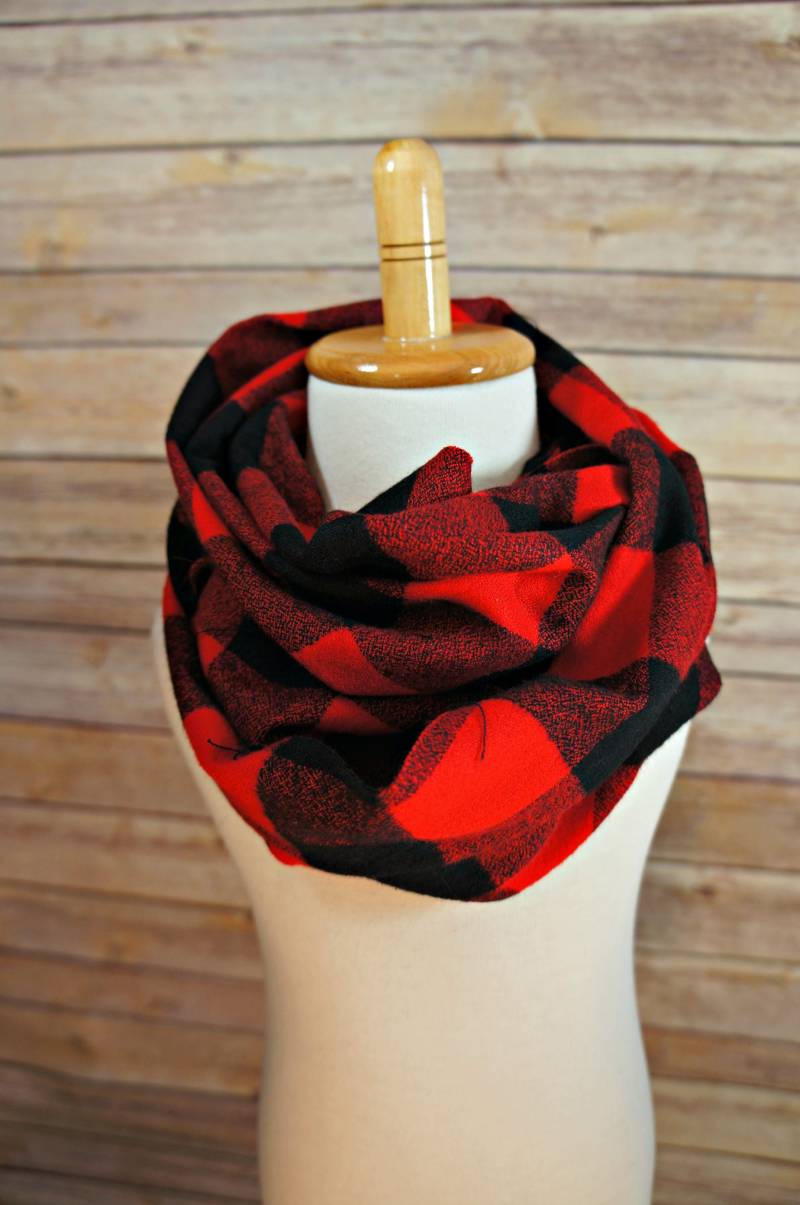 Rot Schwarz Buffalo Karierter Schal - Schwarz Überprüfen Infinity-Schal Kleinkind Flanell Nebraska Wisconsin von TheSewInn