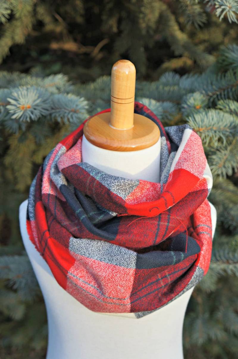 Rot Weiß Blau Grün Buffalo Plaid Kleinkind Schal - Rot Überprüfen Wenig Kid Flanell Infinity von TheSewInn