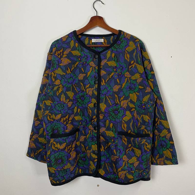 Vintage Avon Jacke Button Ups Flora Motiv Fullprint Größe Xl von TheShahStore