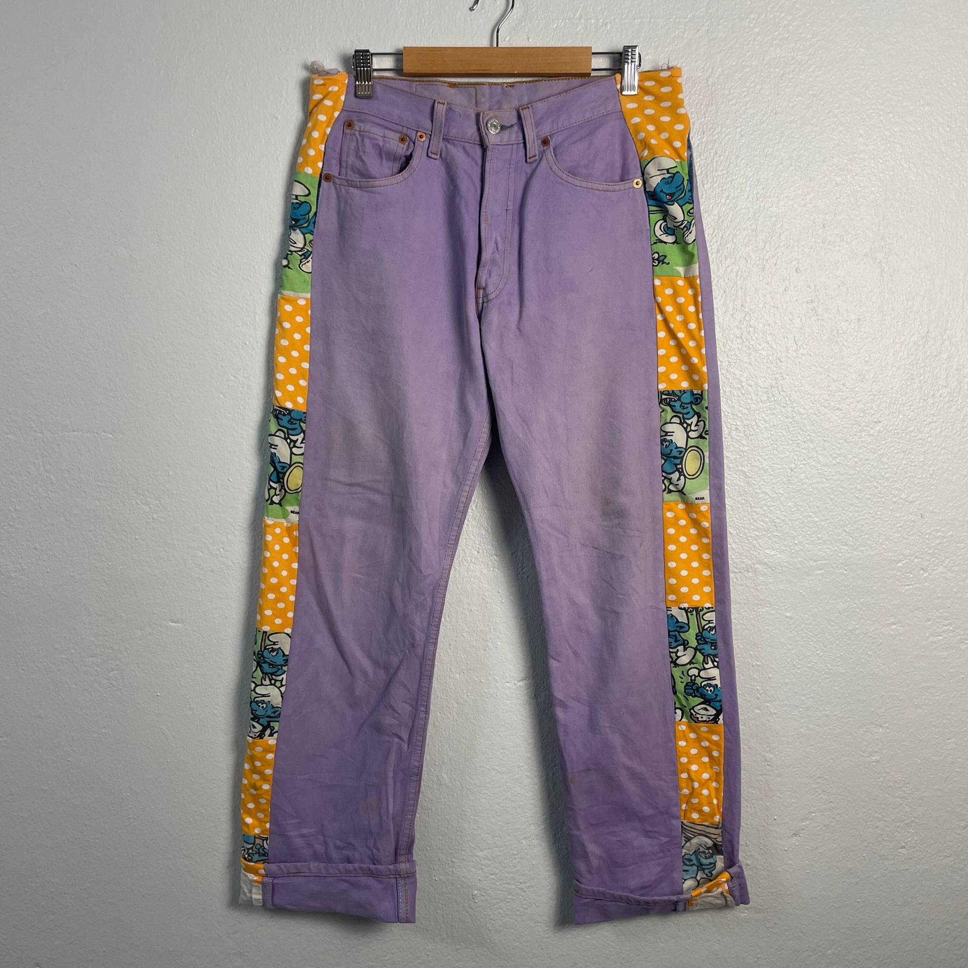 Vintage Levis 501 Custom Made Denim Cartoon Jeans W31 von TheShahStore