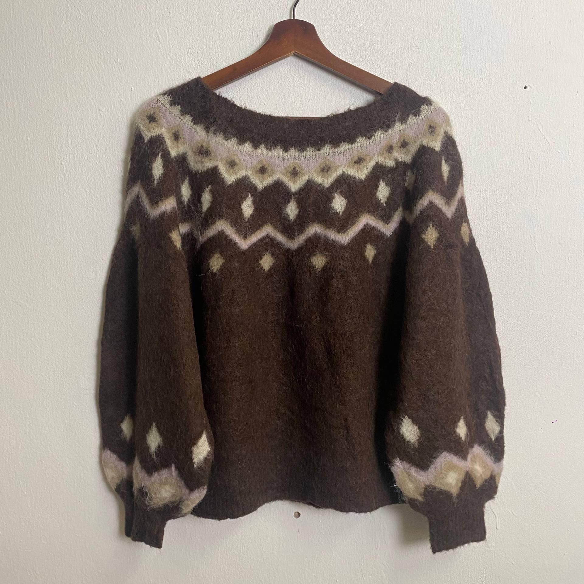 Vintage Natural Couture Mohair Strick Pullover Größe M von TheShahStore