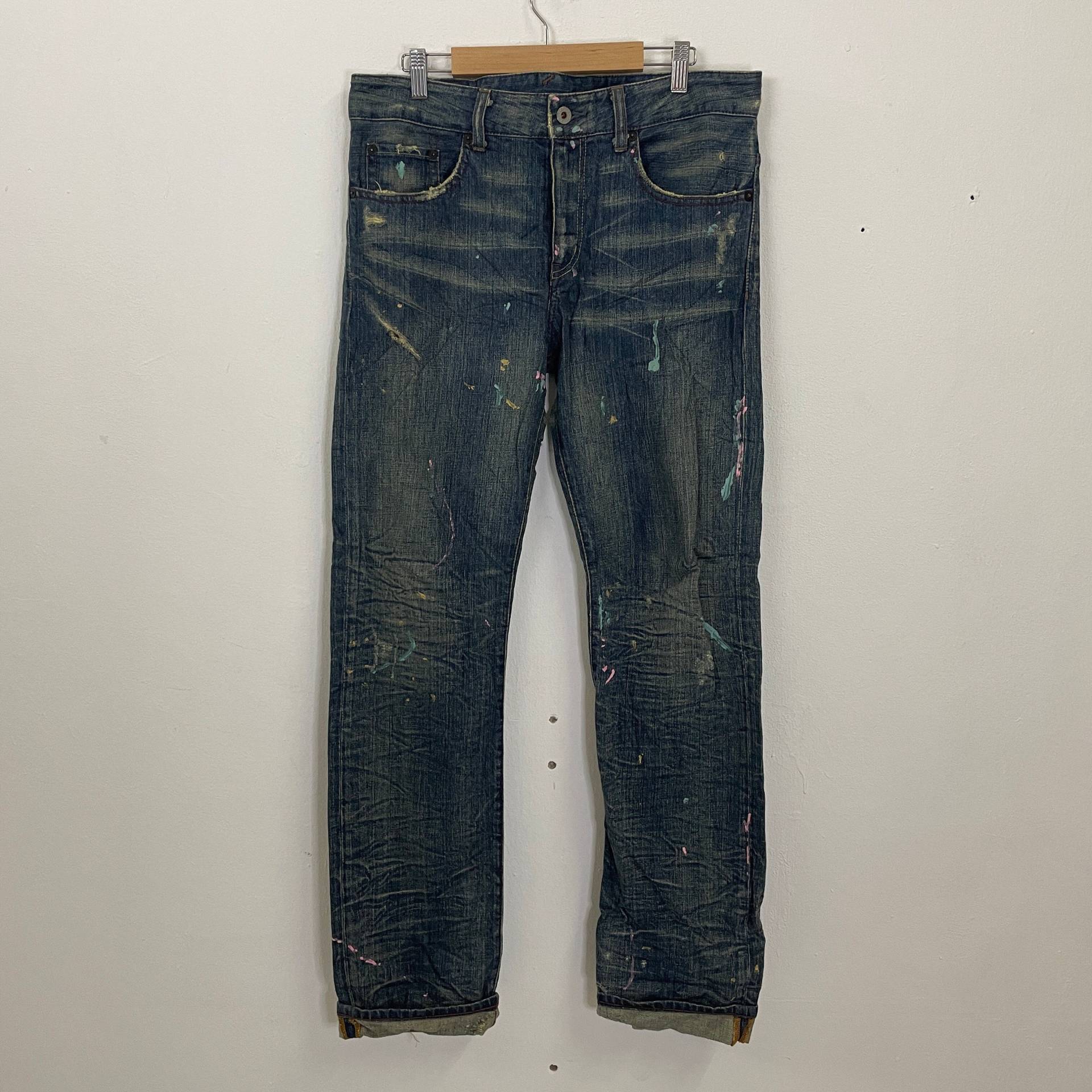 Vintage Ralph Lauren Denim Jeans Custom Distressed Art W34 von TheShahStore