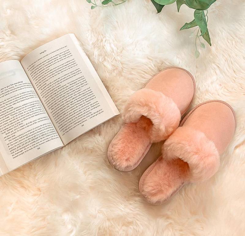 Neuseeland Schaffell Slip On Scuff Mit Wolle Kragen von TheSheepskinFactory