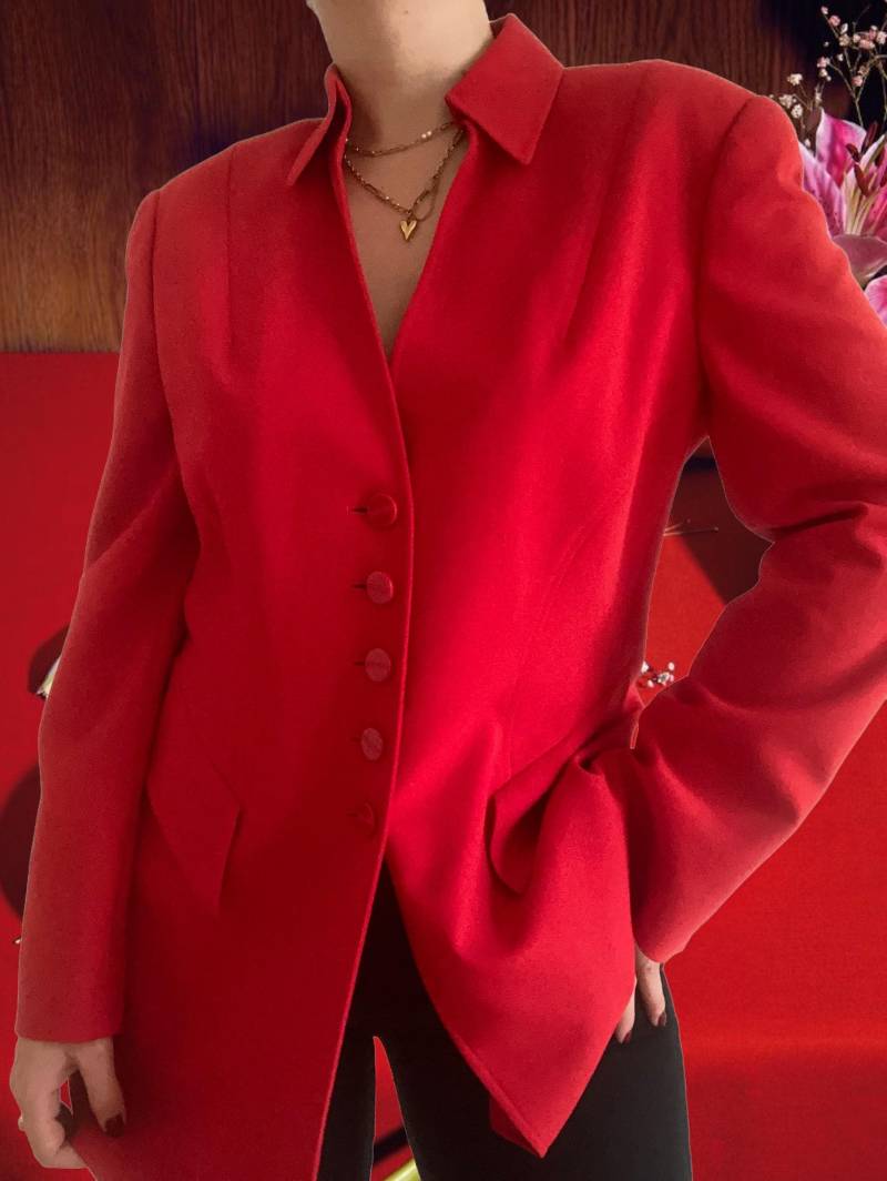 Escada 1980S Vintage Seltener Roter Wollblazer von TheShellVintage