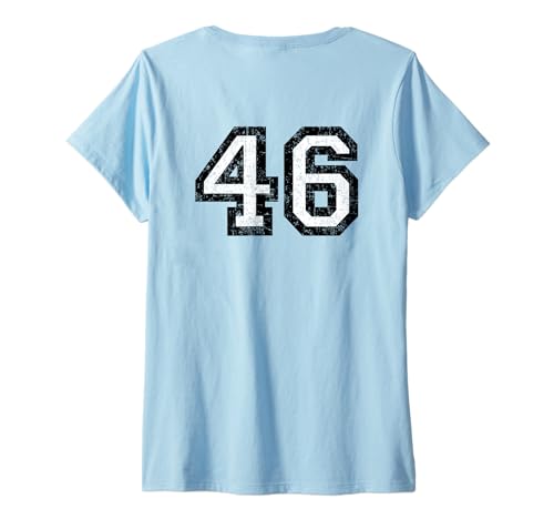 Damen Rückennummer 46 (Vintage Schwarz/Weiß) Nr. 46 T-Shirt mit V-Ausschnitt von TheShirtShops Numbers & Letters